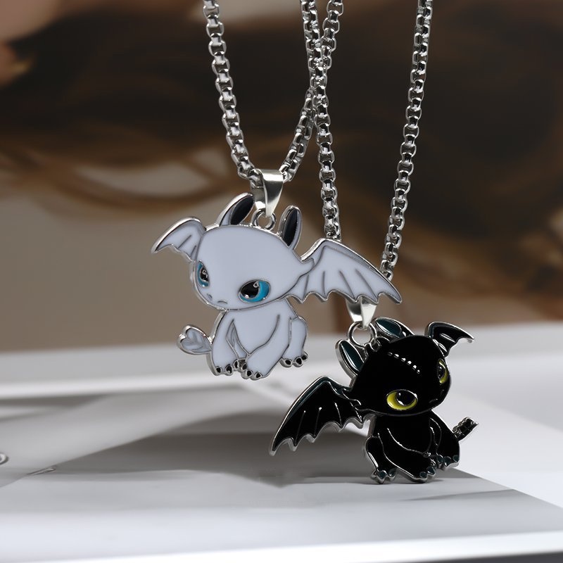 Dây Chuyền Vòng Cổ Cặp Đôi Bí Kíp Luyện Rồng Night Fury Chains How To Train Your Dragon Titan Không Gỉ- Night Fury
