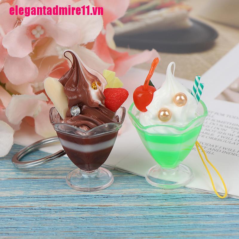 ELE Dollhouse Miniature Ice Cream Cup Model Pretend Play Mini Food Play House Toy