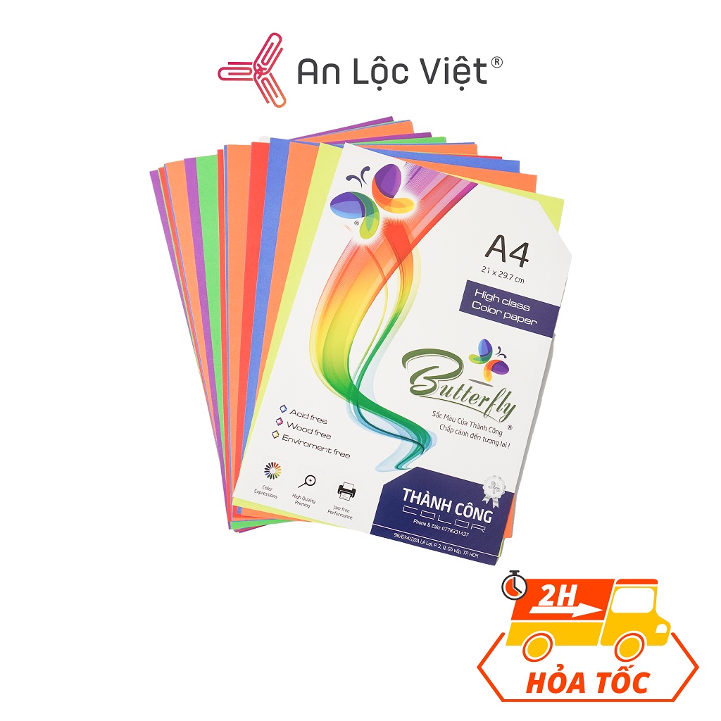 Bìa màu A4 160 gsm dạ quang (1 xấp/21 tờ/7 màu)