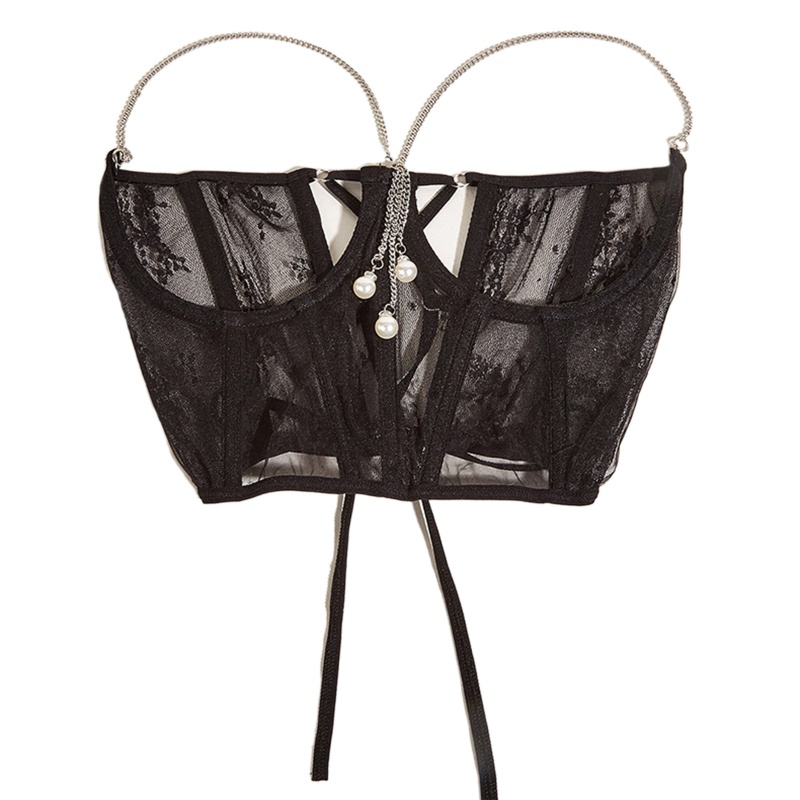 Áo Nịt Ngực Corset Có Chuỗi Ngọc Trai Gợi Cảm Cho Nữ Đi Tiệc Hóa Trang