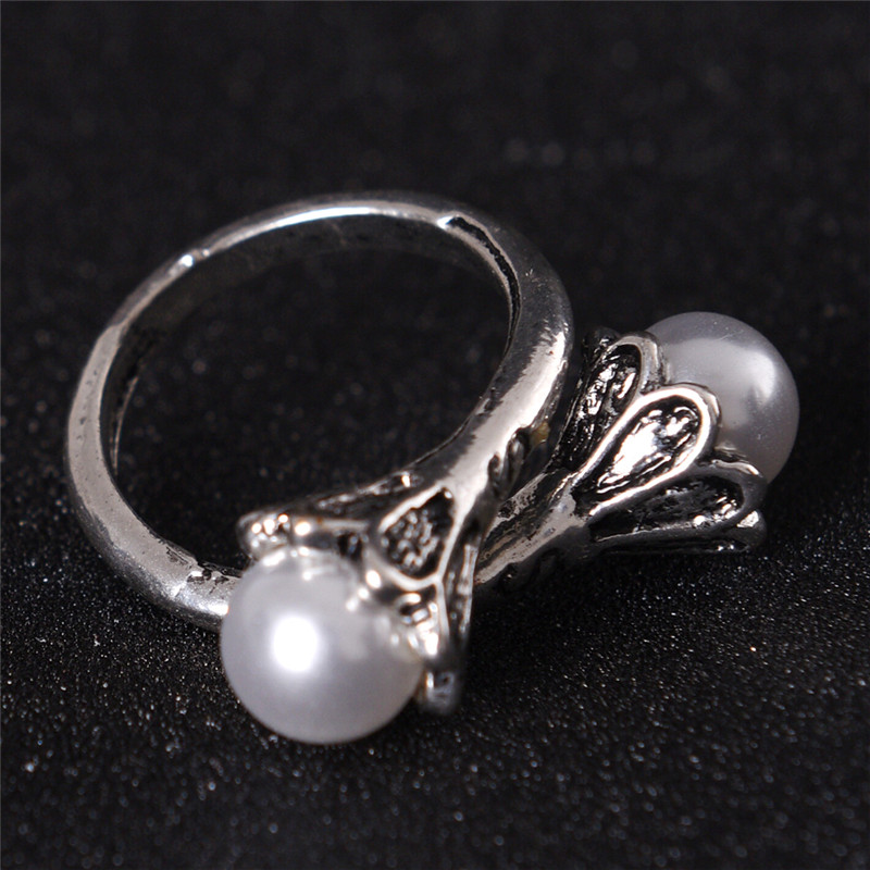 Newtimingbuild Women Men Ring Pearl White Gold Plated Jewelry Vintage Cosplay Ring Fashion NTB
