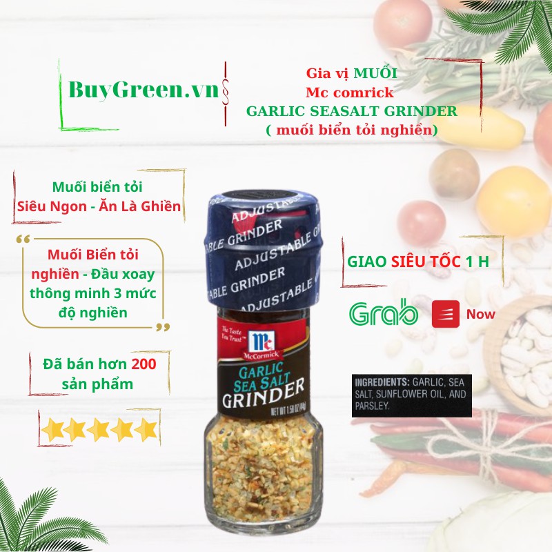 ( siêu ngon - ăn là ghiền ) Muối biển Tỏi nghiền Ăn Kiêng Garlic sea salt cao cấp