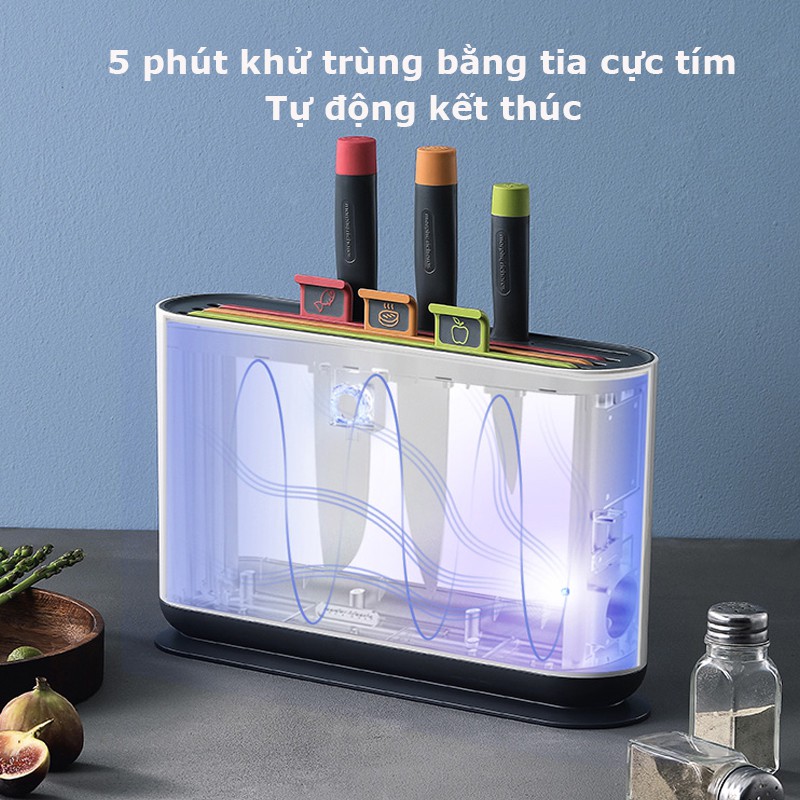 Gevi Set Dao Thớt Kháng Khuẩn Đa Năng, Công nghệ độc quyền khử trùng bằng tia UV - Set gồm 03 thớt và 03 dao thiết kế