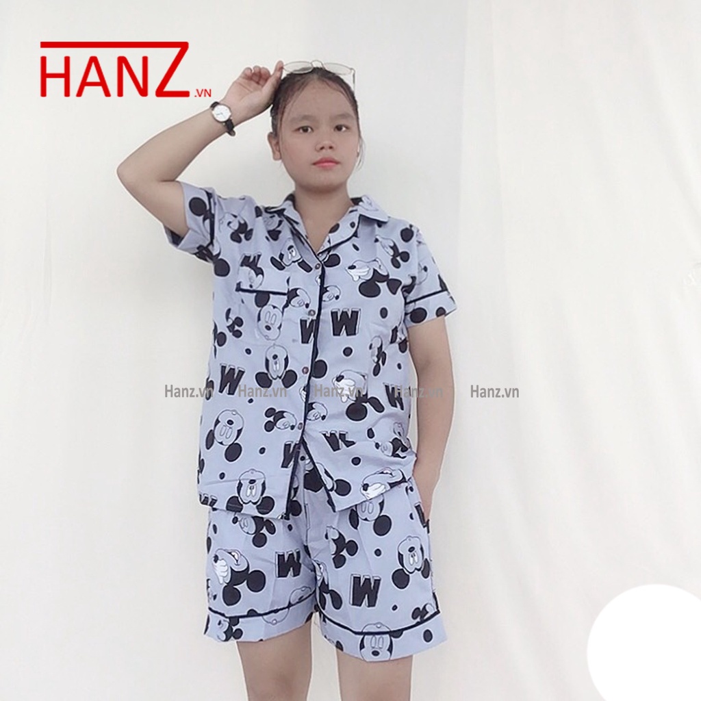 Bộ đồ ngủ nữ pijama cộc đùi bộ mặc nhà chất kate cao cấp thái thoải mái dễ thương giá rẻ Hanz.vn H23