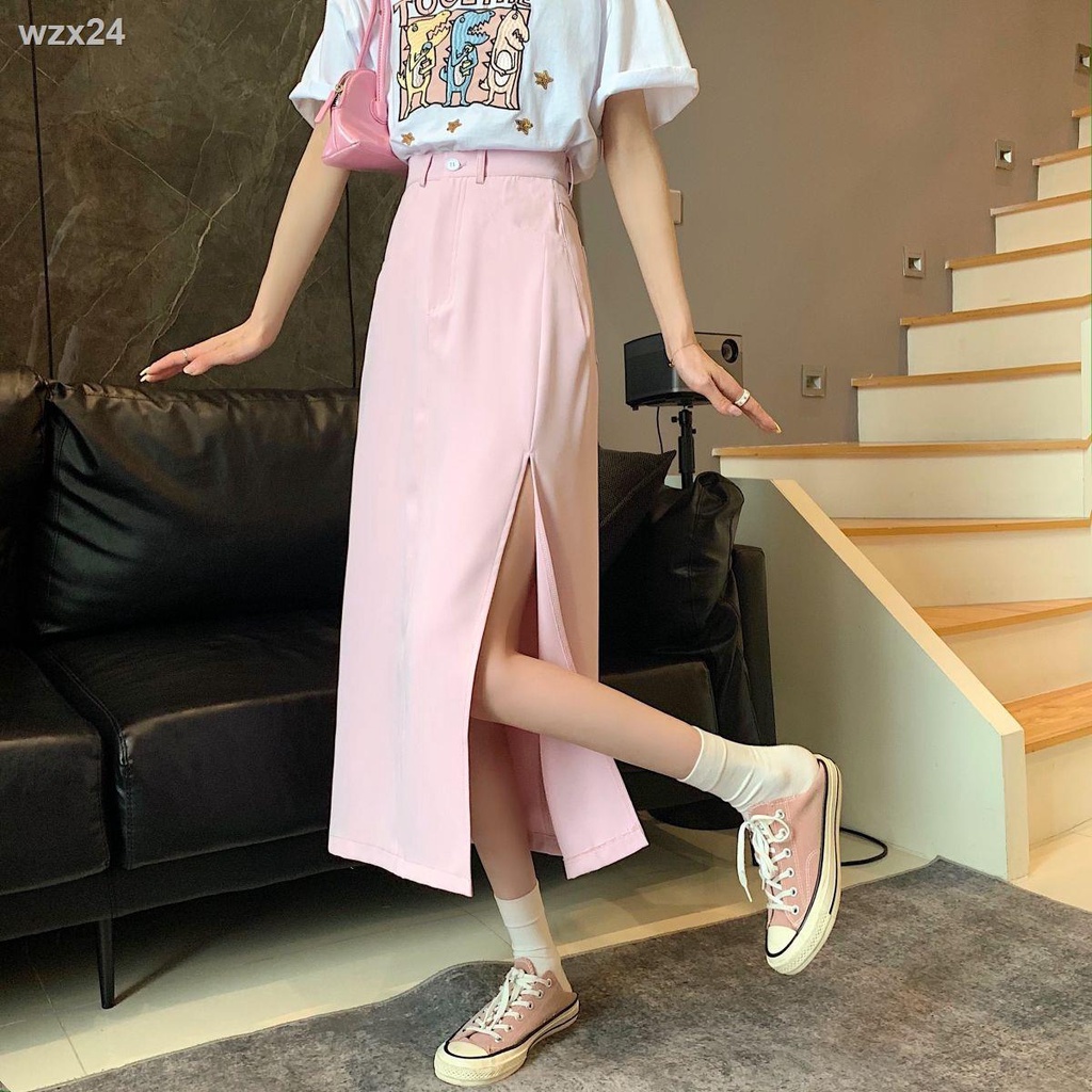 Mùa hè năm 2021 phong cách mới Hàn Quốc lưng cao mỏng, tất cả các màu kết hợp đồng váy liền thân nữ chữ A dài giữa