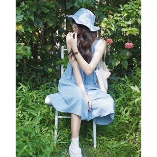 Pass váy jean hai dây babydoll kèm mũ như ảnh