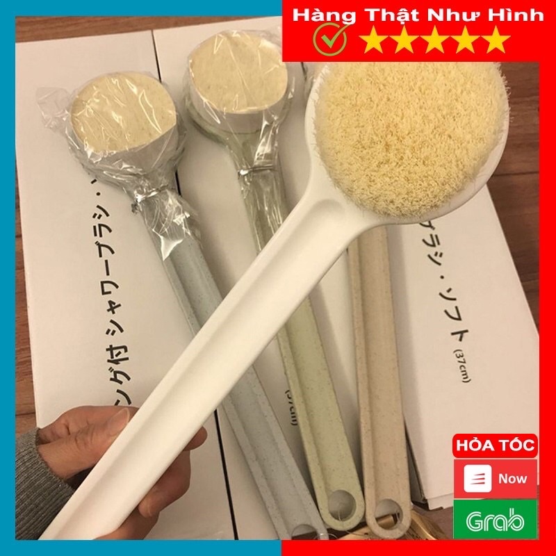 Loại Tốt Bàn Chải Cọ Chà Lưng Muji Nhật Bản, Cây Bông Tắm Chà Lưng Có Hộp