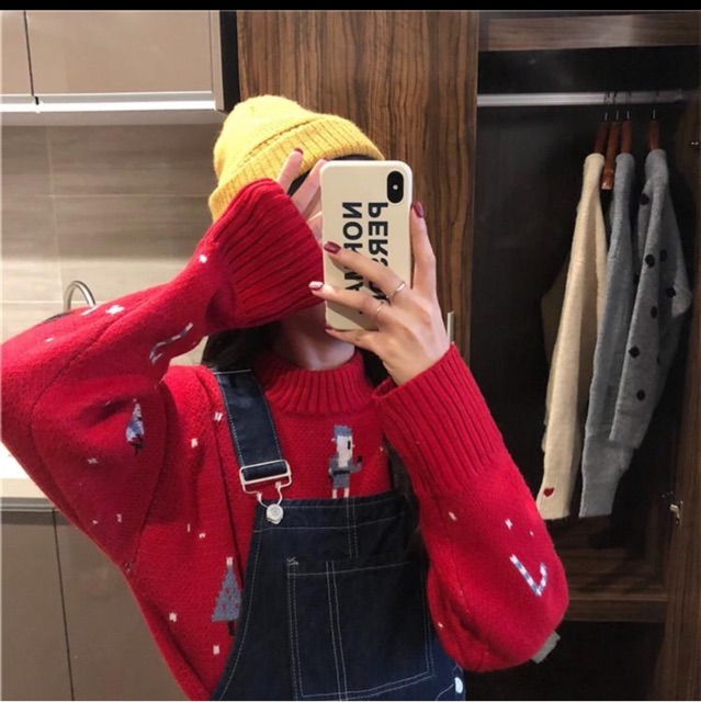 Áo len đôi 2 màu đỏ - đen