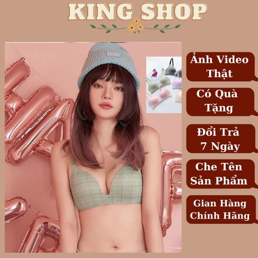 Áo Ngực Nữ Đệm Mỏng Kẻ Caro - Áo Lót Không Gọng Trẻ Trung Siêu Gợi Cảm  Kingshop A125