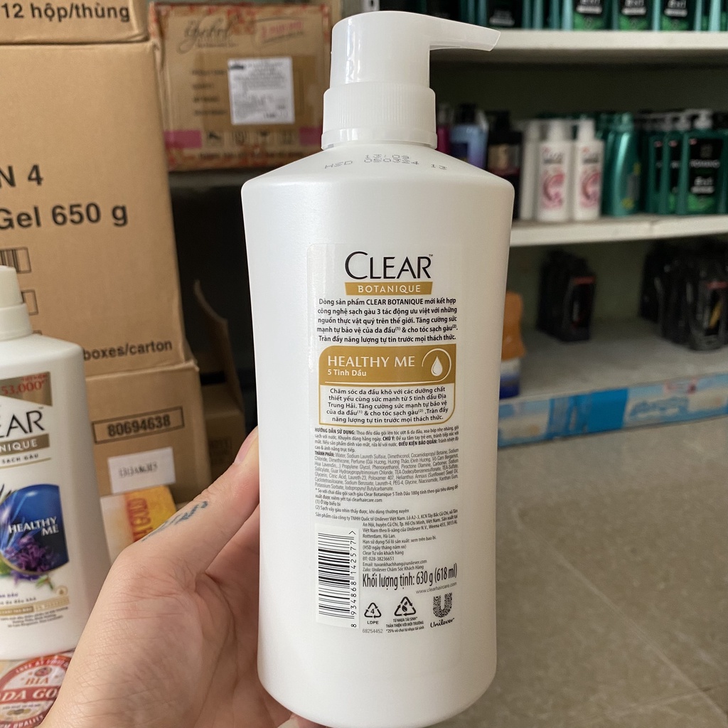 Dầu gội sạch gầu CLEAR 5 tinh dầu 650g cho da đầu khô