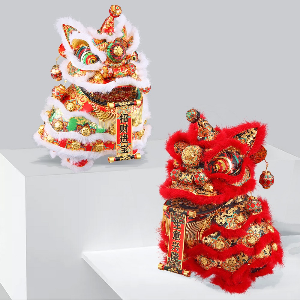 Set đồ chơi lắp ráp Piececool mô hình con lân nhảy múa 3D bằng kim loại phong cách Trung Hoa làm quà tặng
