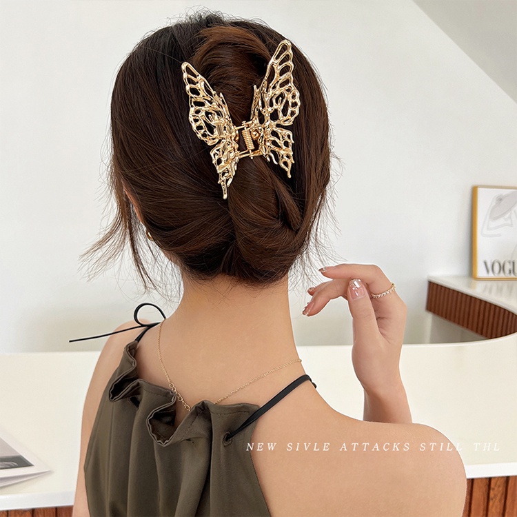 Kẹp Tóc Hình Bướm Bằng Kim Loại Thời Trang Hàn Quốc Thanh Lịch Dành Cho Nữ