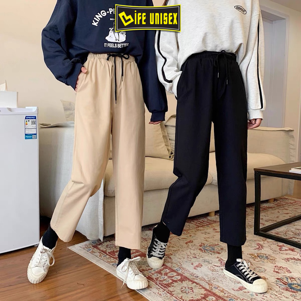 Quần Kaki Nam Nữ Unisex vải loại 1 co giản quần Baggy kaki ống rộng suông