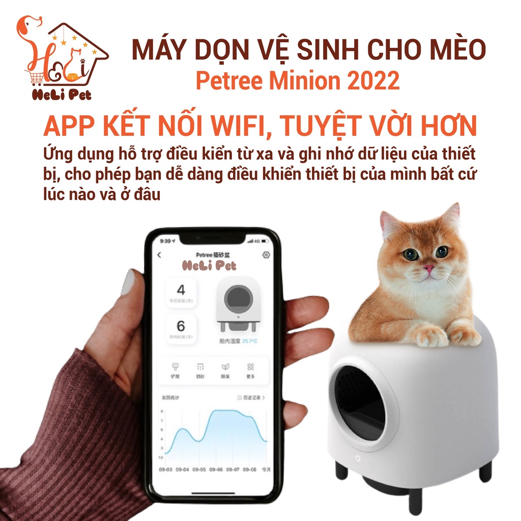 Máy Vệ Sinh, Dọn Phân Mèo Tự Động PETREE 2, Kết Nối Wifi, Dùng App