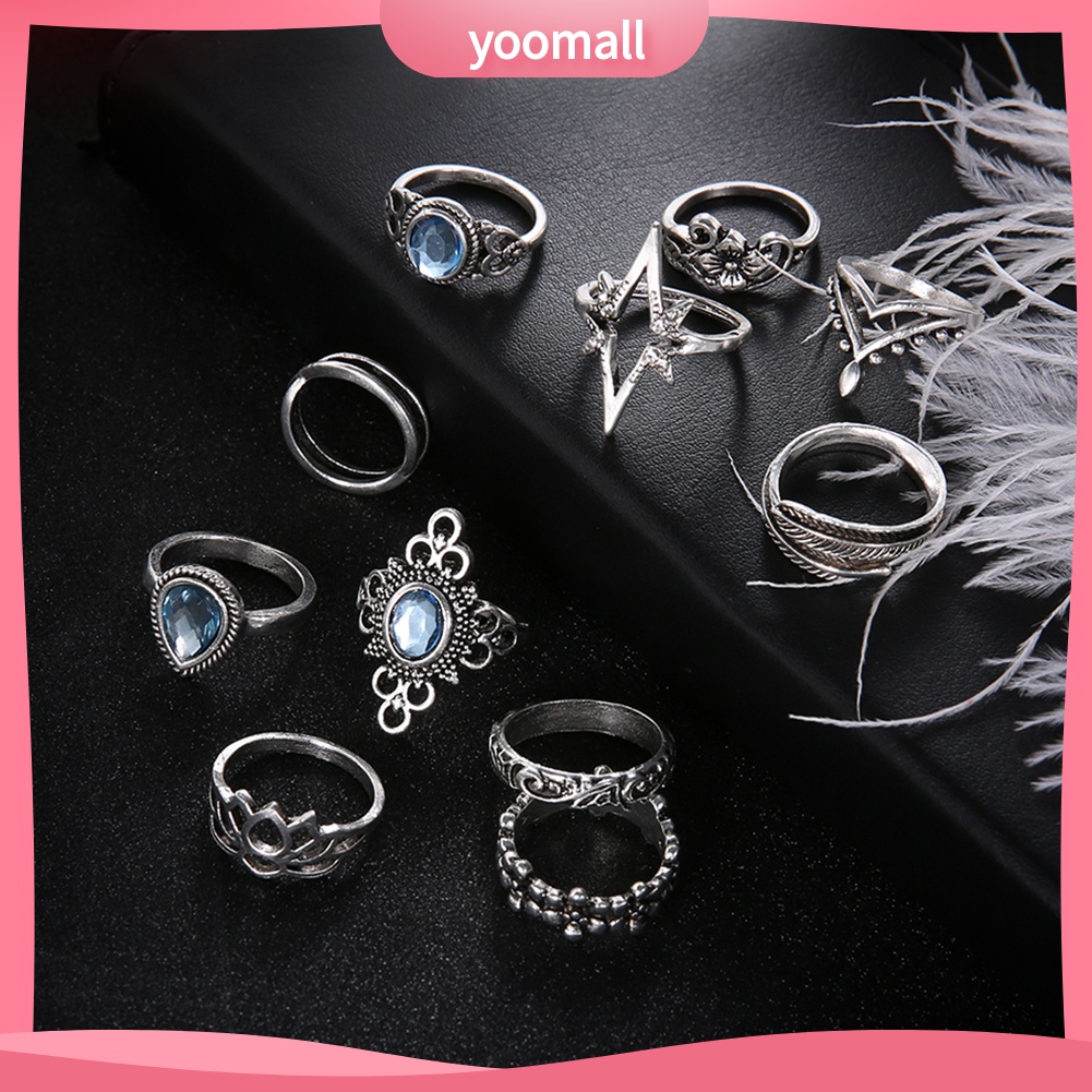 Yomall♡ Bộ 11 NhẫN Midi HợP Kim ĐíNh Đá Xinh XắN