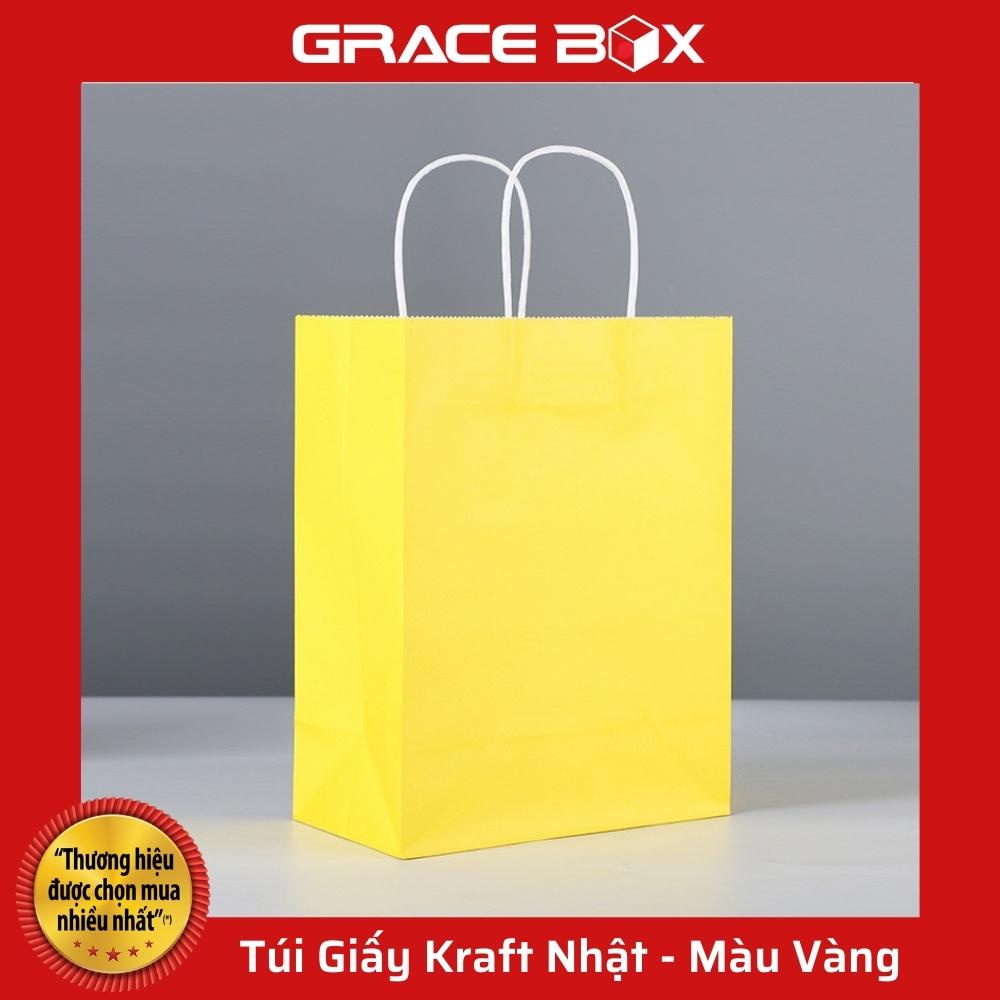 {Giá Sỉ} Túi Giấy Kraft Nhật Cao Cấp - Màu Vàng - Size 15 x 8 x 20 cm - Siêu Thị Bao Bì Grace Box