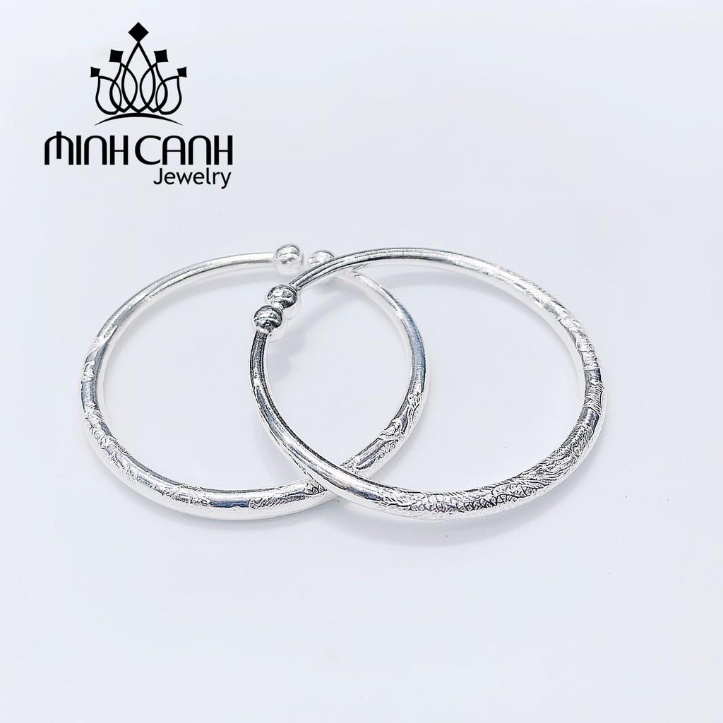 Kiềng Bạc Chạm Khắc Họa Tiết Hình Rồng Cho Bé - Minh Canh Jewelry