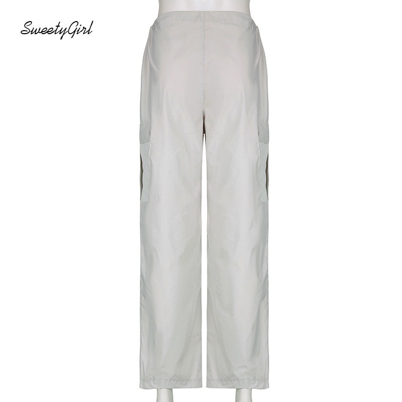 Quần ống rộng Lưng Thấp Màu Trắng Trơn Thời Trang 2022 Dành Cho Nữ