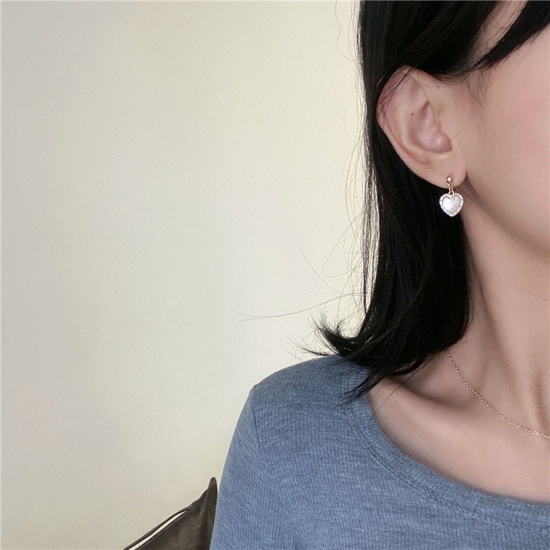 [Bông tai và Vòng cổ thiết kế mới tinh tế hình trái tim thời trang F022 2021