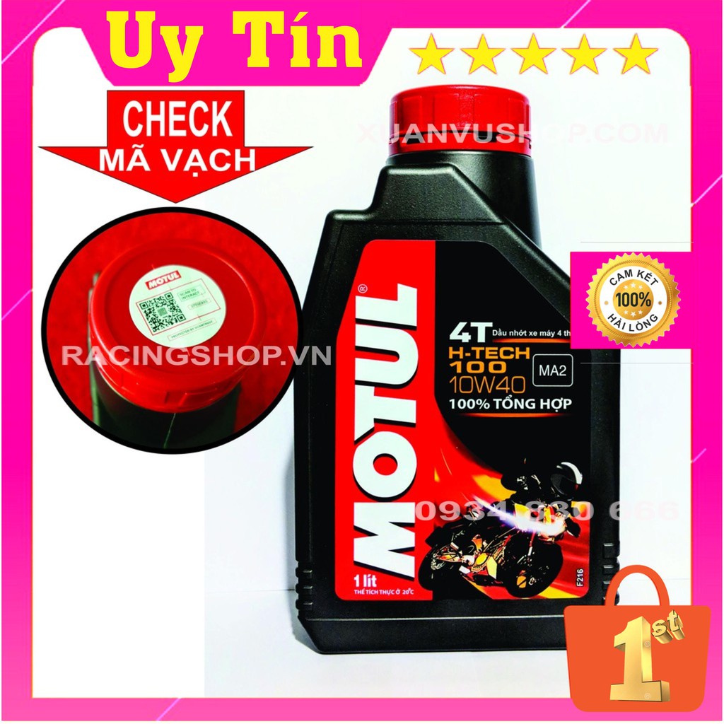 Nhớt MOTUL H-Tech 100 4T 10W40 (100% Tổng Hợp - Mô Tô PKL - EXCITER - Winner - Sonic - Satria )