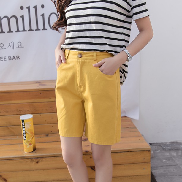 Quần short màu trơn ống thẳng xinh xắn cho nữ | BigBuy360 - bigbuy360.vn