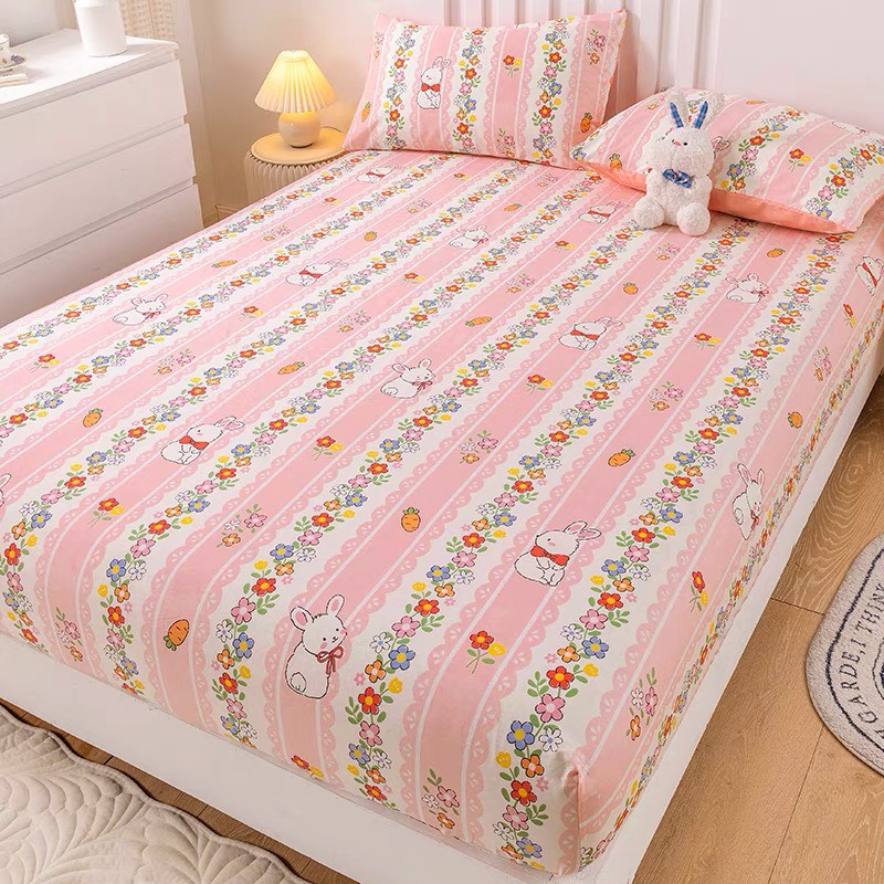 Bộ ga giường và vỏ gối cotton living, ga gối cotton 100% bền đẹp nhiều màu