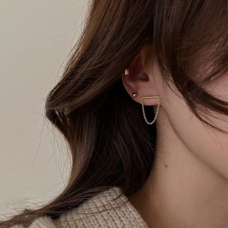 Khuyên Tai Kim Loại Hình Dây Xích Đơn Giản Phong Cách Hàn Quốc Cho Nữ