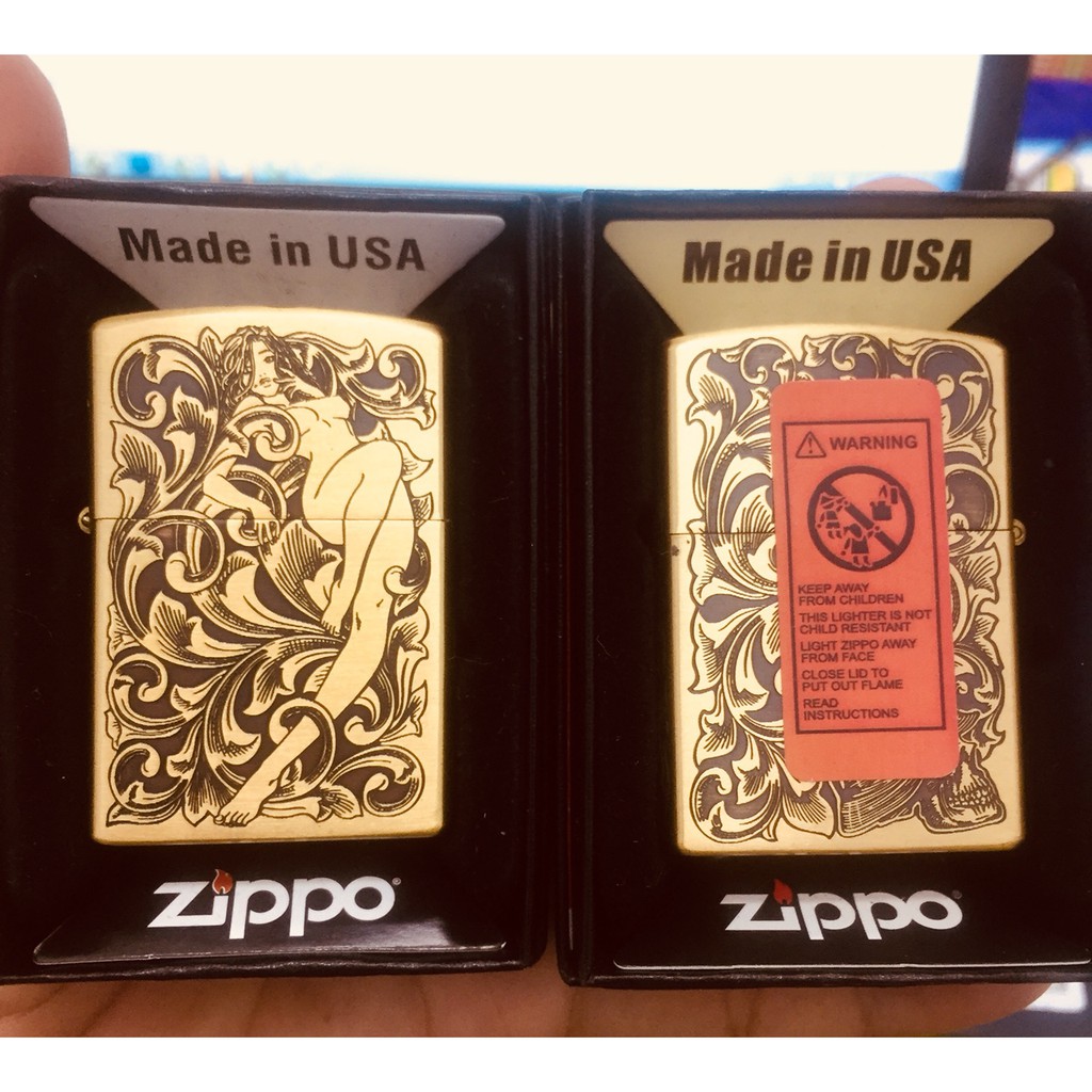 Bật Lửa Zippo USA Họa Tiết Cô Gái Hoa Văn