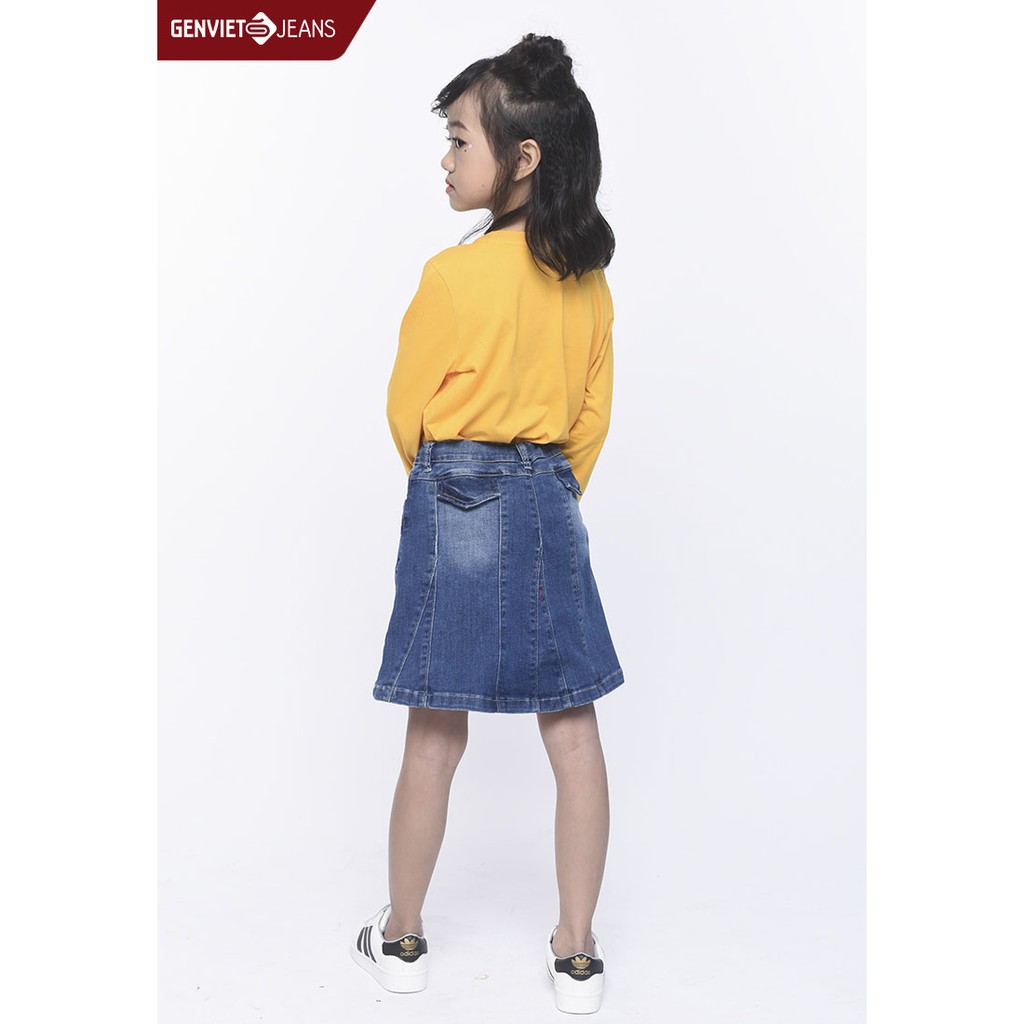 Zuýp jeans dáng A bé gái NJ328J899 GENVIET