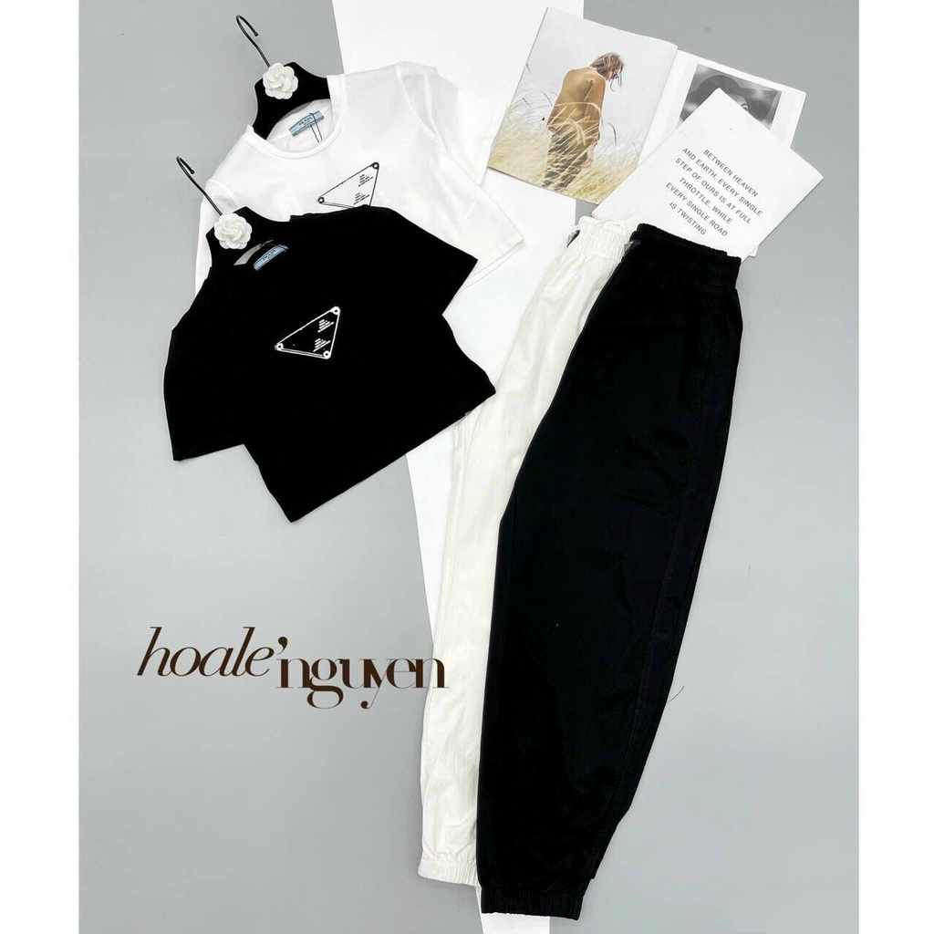 Set bộ body áo thun co dãn thể thao kèm quần jogger siêu sang chảnh thời trang nữ
