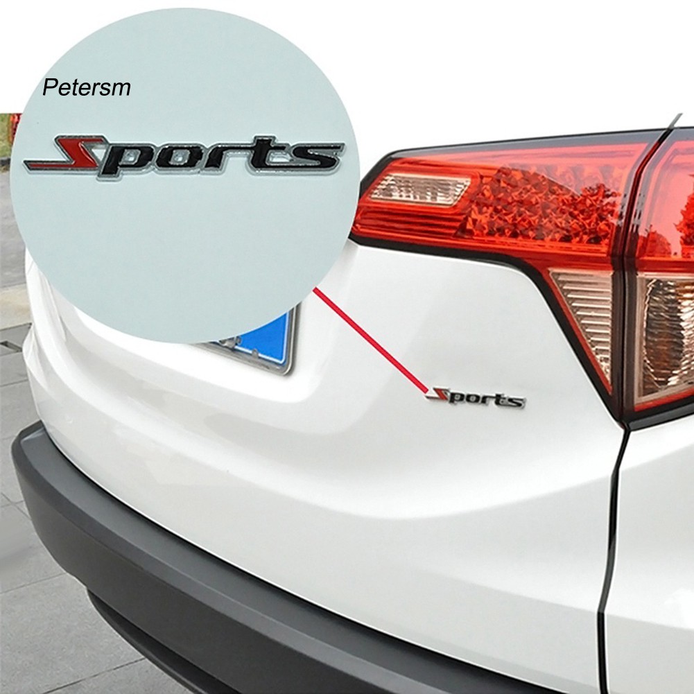 Miếng dán trang trí hình logo chữ Sports 3D bằng chất liệu kim loại
