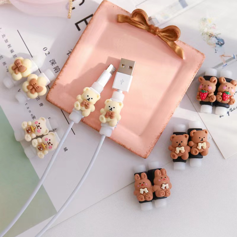 Vỏ Bọc Bảo Vệ Dây Cáp Sạc Hình Hoạt Hình Dễ Thương Chống Đứt Gãy