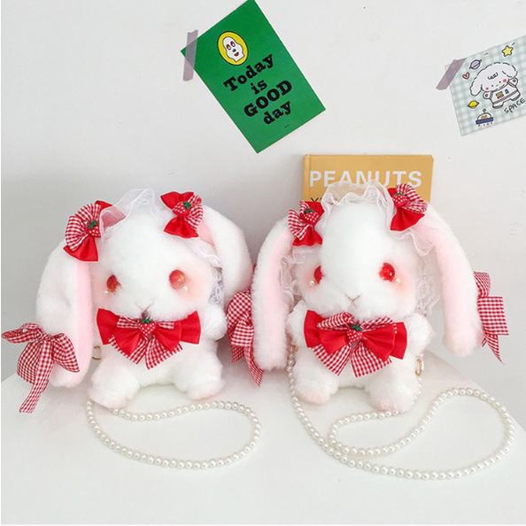 Túi đeo vai kiểu thỏ phối ren nơ phong cách Lolita Nhật Bản dễ thương thời trang