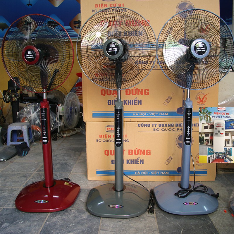 Quạt đứng điều khiển từ xa Điện Cơ 91-Bộ Quốc Phòng QĐK91 sải cánh 400mm