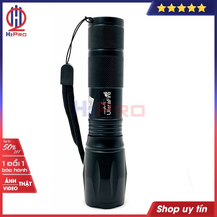 Đèn Pin Led Siêu Sáng Mini Pin Sạc Ultrafire Xml-T6 Zoom X2000, Đèn Xml T6 Cầm Tay Chống Nước, Led Trắng - H2Pro Tech