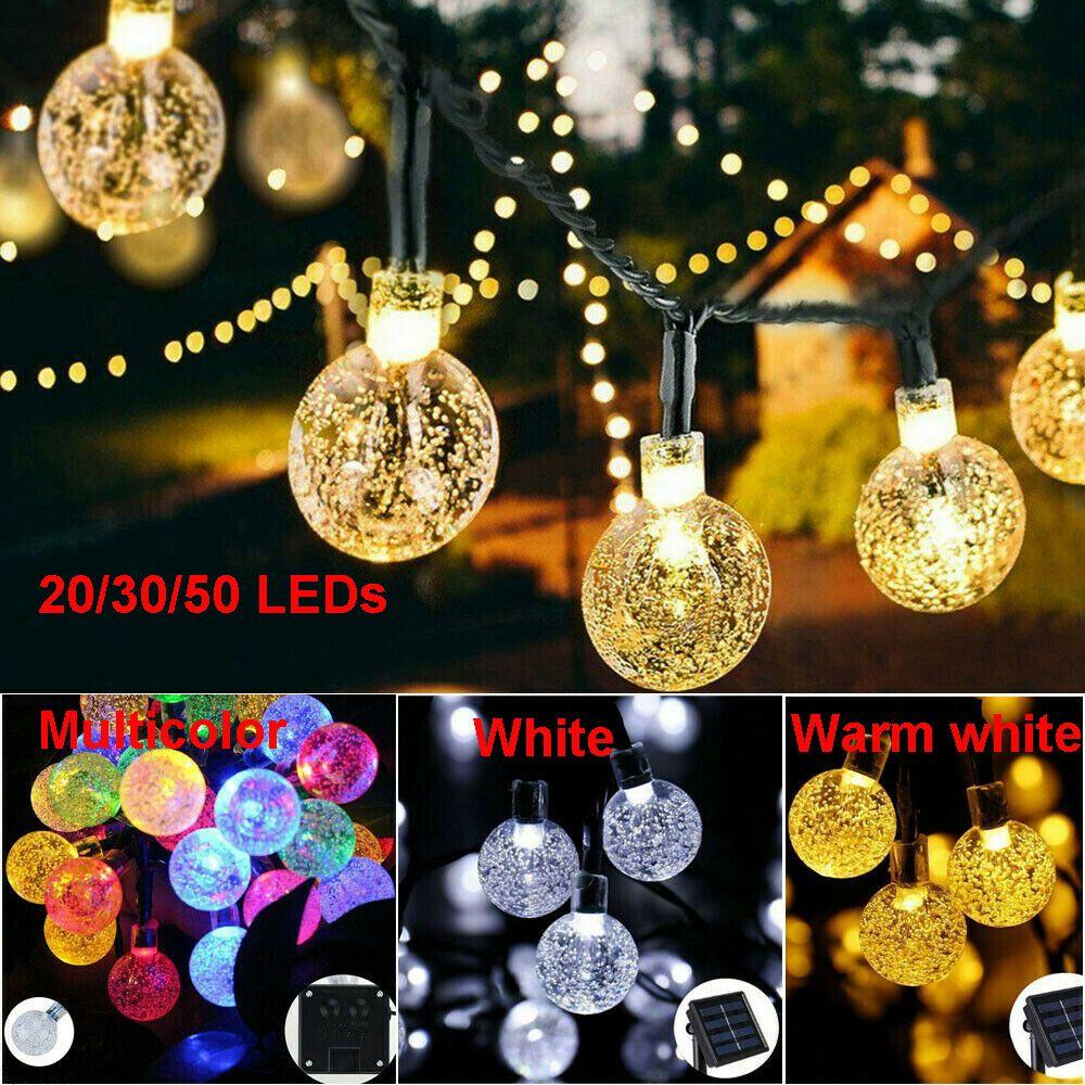 LEISURE Dây Đèn LED 50 Bóng 20 30 Bóng Hình Cầu Pha Lê Trang Trí Sân Vườn
