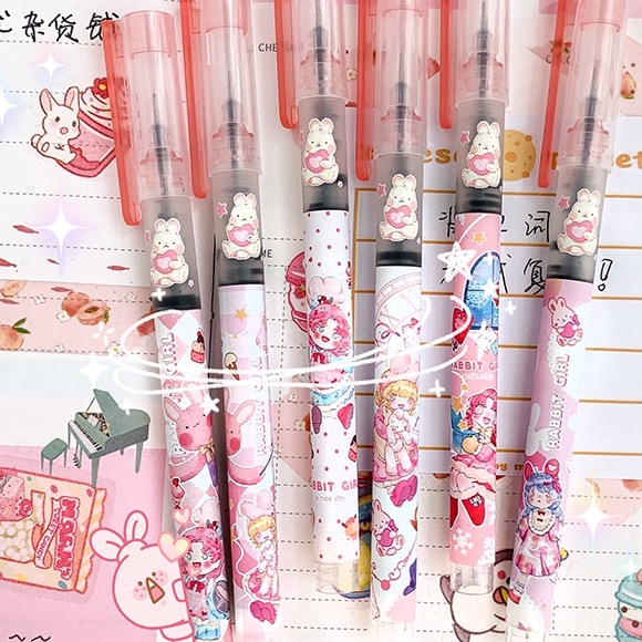 Bút Gel Mực Gel Lỏng Ngòi 0.5 Sợi Carbon Phong Cách Hoạt Hình Dễ Thương Cho Học Sinh