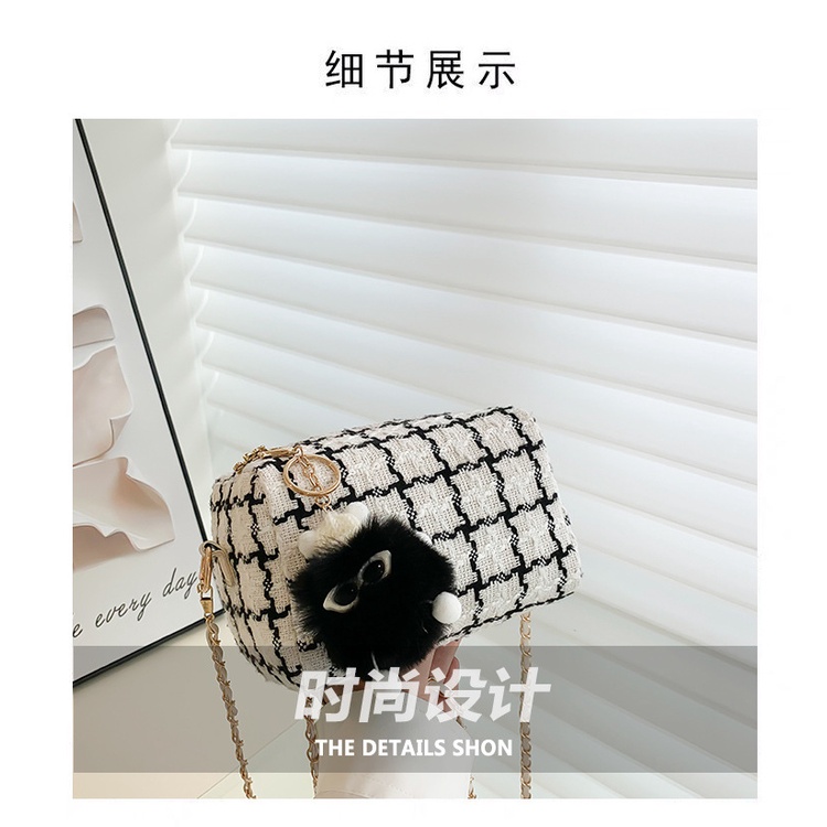 Túi Đeo JASMIN NOIR Chéo Vai Vải Canvas Họa Tiết Sọc Caro Thời Trang Cá Tính Cho Nữ