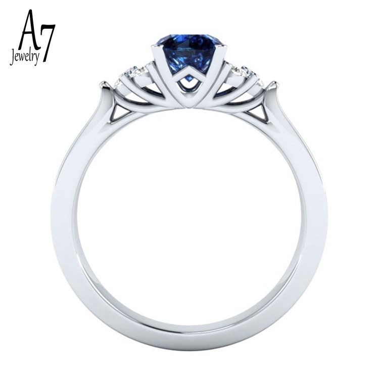 Nhẫn bạc S925 đính đá Sapphire kiểu dáng thời trang