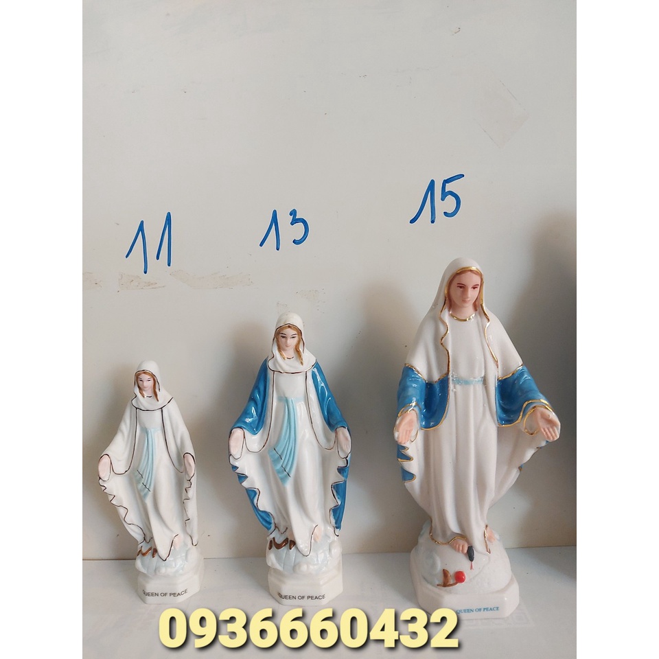 Tượng Đức Mẹ Ban Ơn sứ ceramic 13cm - Tượng để xe hơi