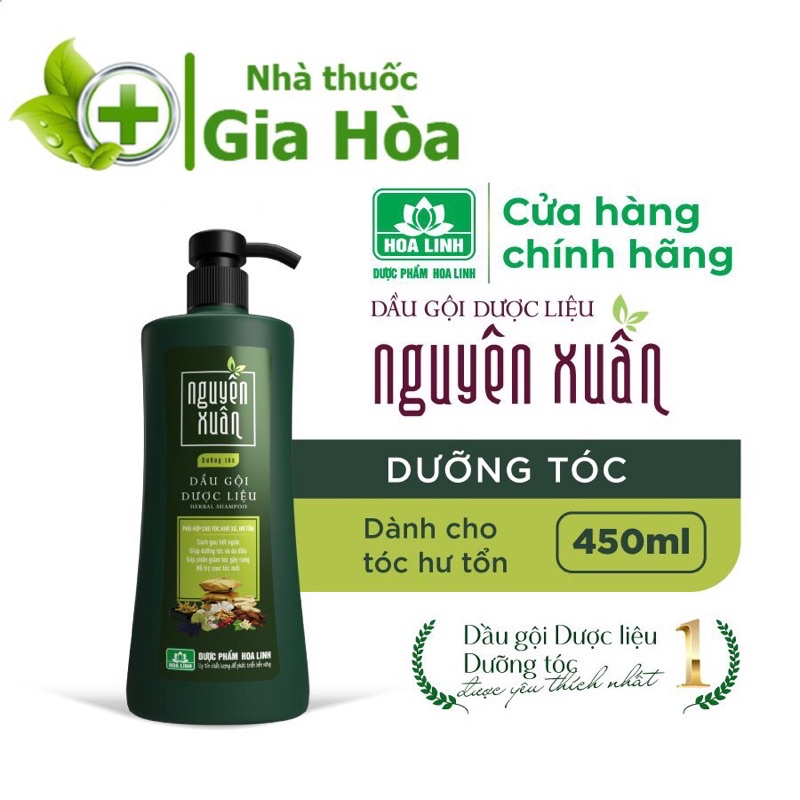 Dầu gội dược liệu Nguyên Xuân Xanh chai siêu to khổng lồ 450ml (tặng 50ml trong chai) - Dành cho tóc khô xơ, hư tổn