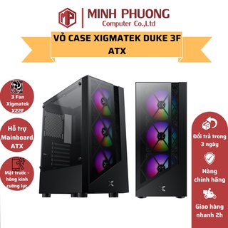 Vỏ case xigmatek duke 3f - atx, 2 mặt kính cường lực, kèm 3 fan xigmatek x22f