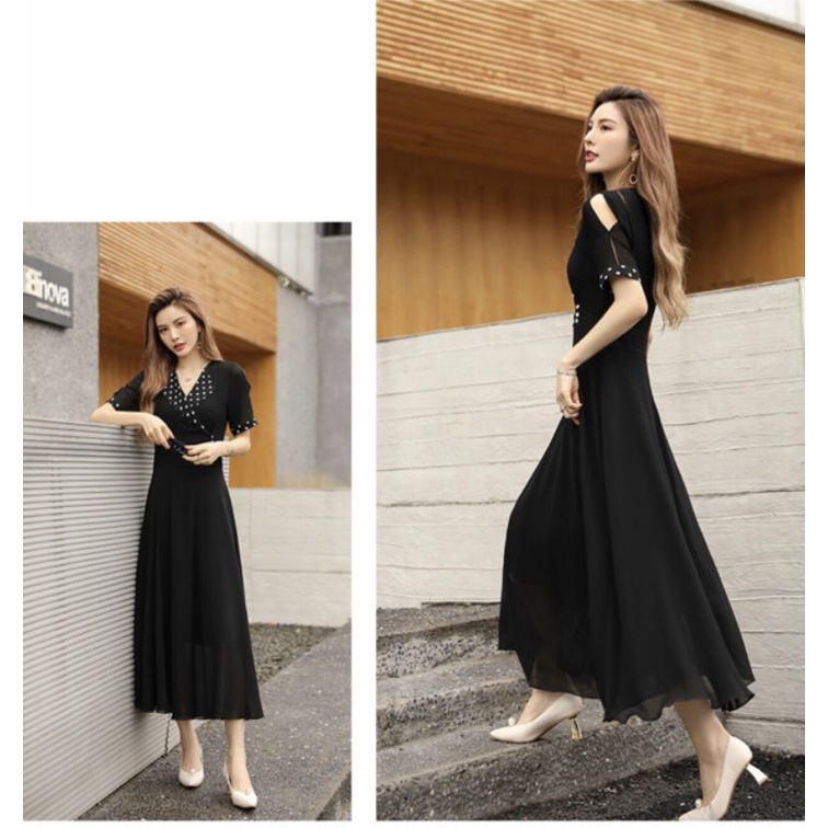 Đầm Xòe đen phối chấm bi– Váy Xòe Thiết Kế Cao Cấp Sang Trong toát lên vẻ nữ tính nhẹ nhàng quyến rũ