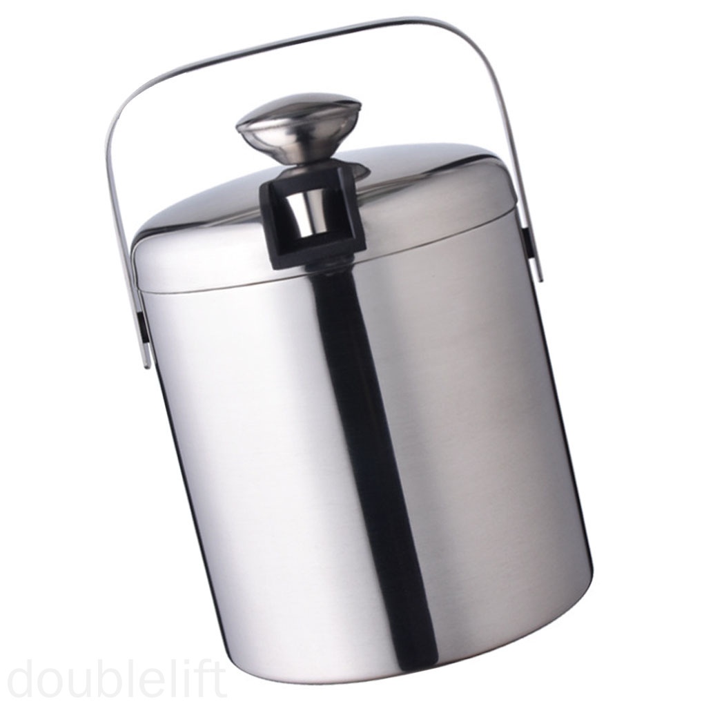 Xô đựng đá hai lớp giữ nhiệt bằng thép không gỉ có kẹp gắp