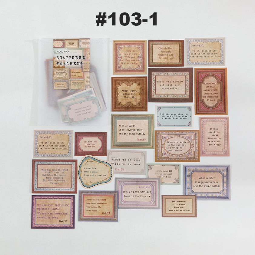 Sticker mono retro trang trí Scrapbook, sổ tay, vở  (set 40 pcs) - [ 103 ]