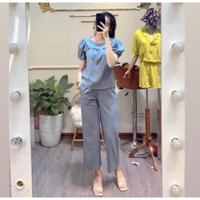 SET BỘ ĐỒ ÁO CHẤT ĐŨI GẦN + QUẦN DÀI DÁNG THỤNG SIÊU HOT 2022