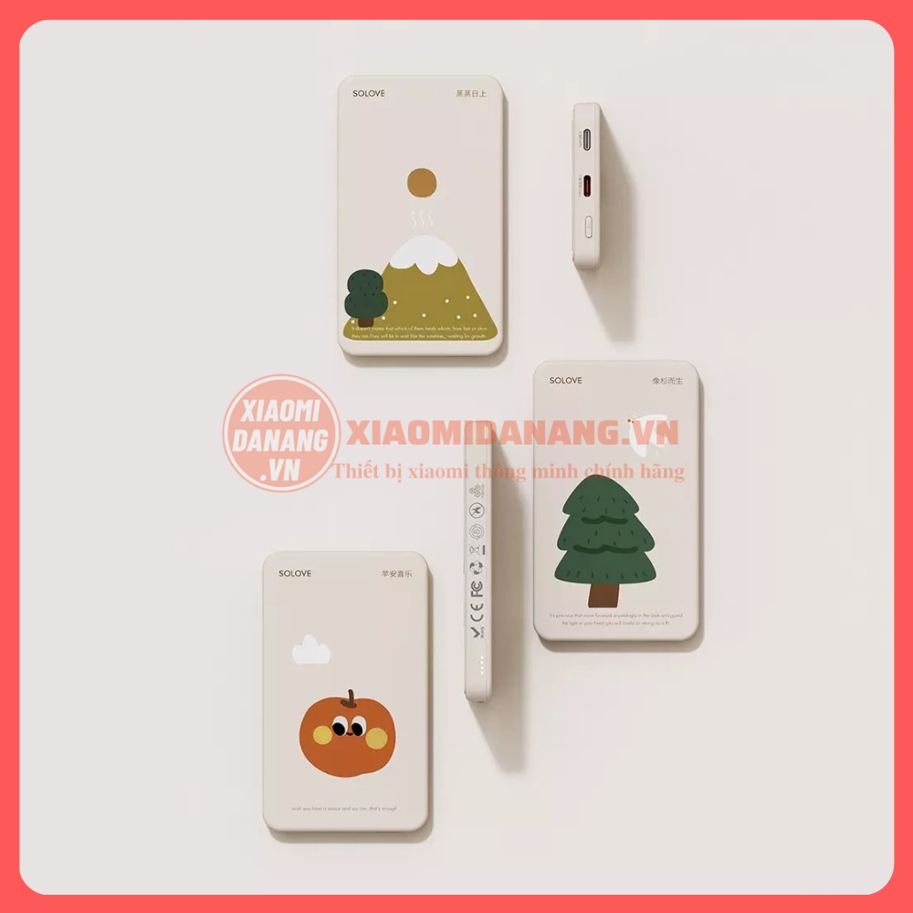 Sạc Dự Phòng Không Dây PD 20W SOLOVE W12 5000mAh,Sạc không dây từ tính Max 15W