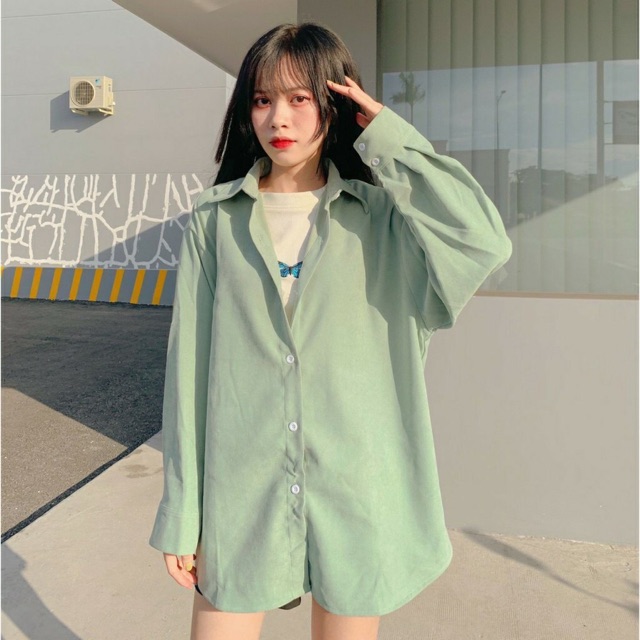 Áo sơ mi nữ 🔺FREESHIP🔺 Áo Sơ Mi Phủ Nhung KUPI Shirt Ulzzang ❤️