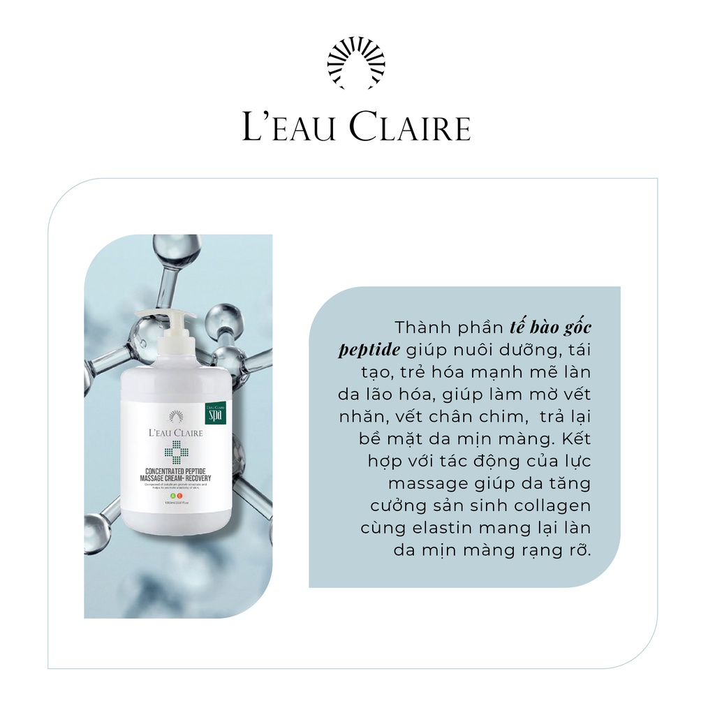Kem massage tế bào gốc phục hồi tái tạo da L'eau Claire Concentrated Peptide Massage Cream-Recovery 1000ml