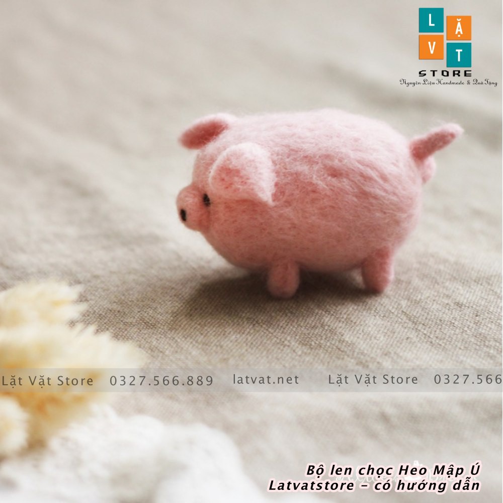 Bộ len chọc Heo Mập Ú có hướng dẫn - Needle Felting Pig - Có video hướng dẫn